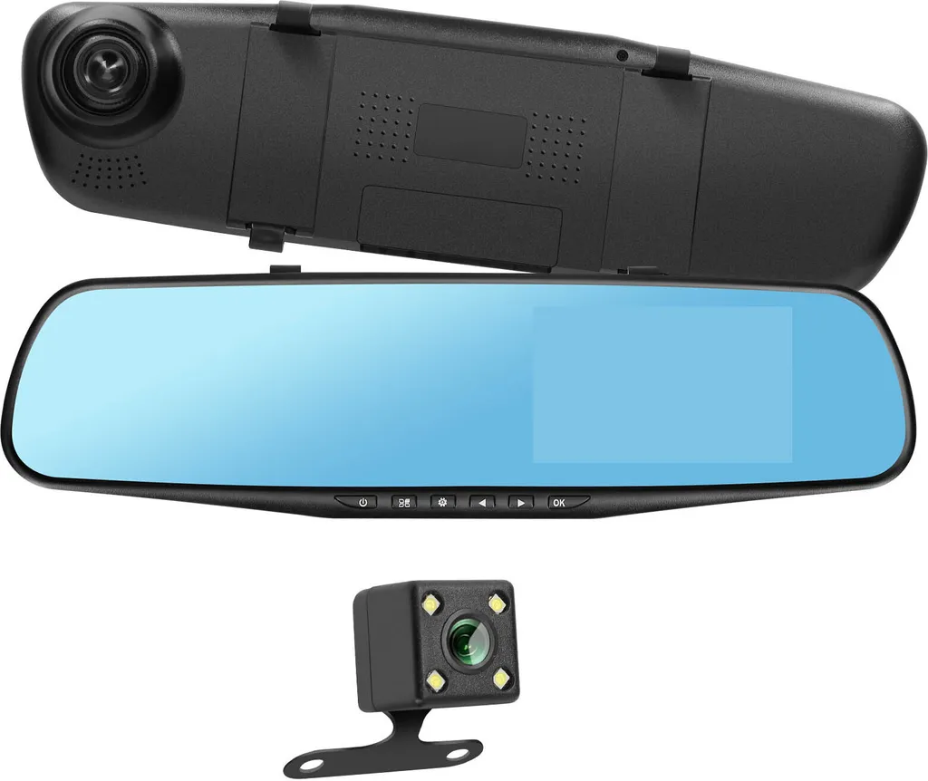 Caméra de voiture rétroviseur HD 1080P double objectif écran 4''