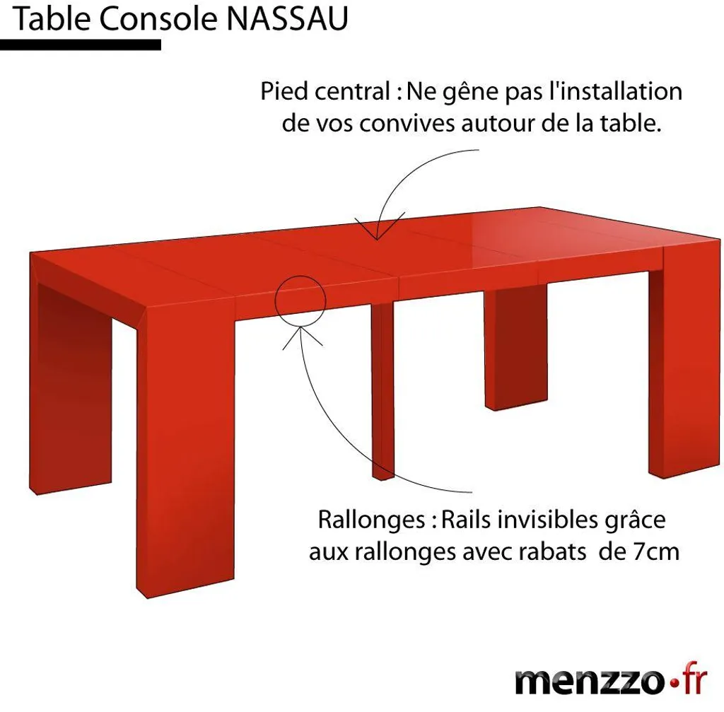 Table Console Grise avec Rallonges Nassau Morocco Menzzo Modulable - 9