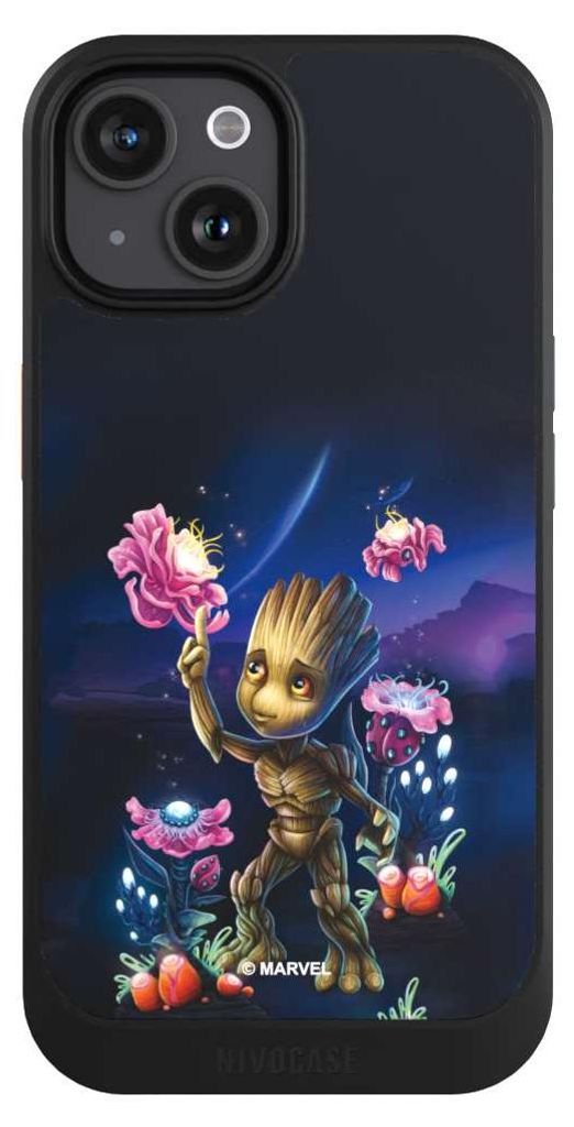 NIVOCASE Hülle für Apple iPhone 15 Handyhülle NIVOcore Case Schwarz Marvel Guardians Of The Galaxy Baby Groot
