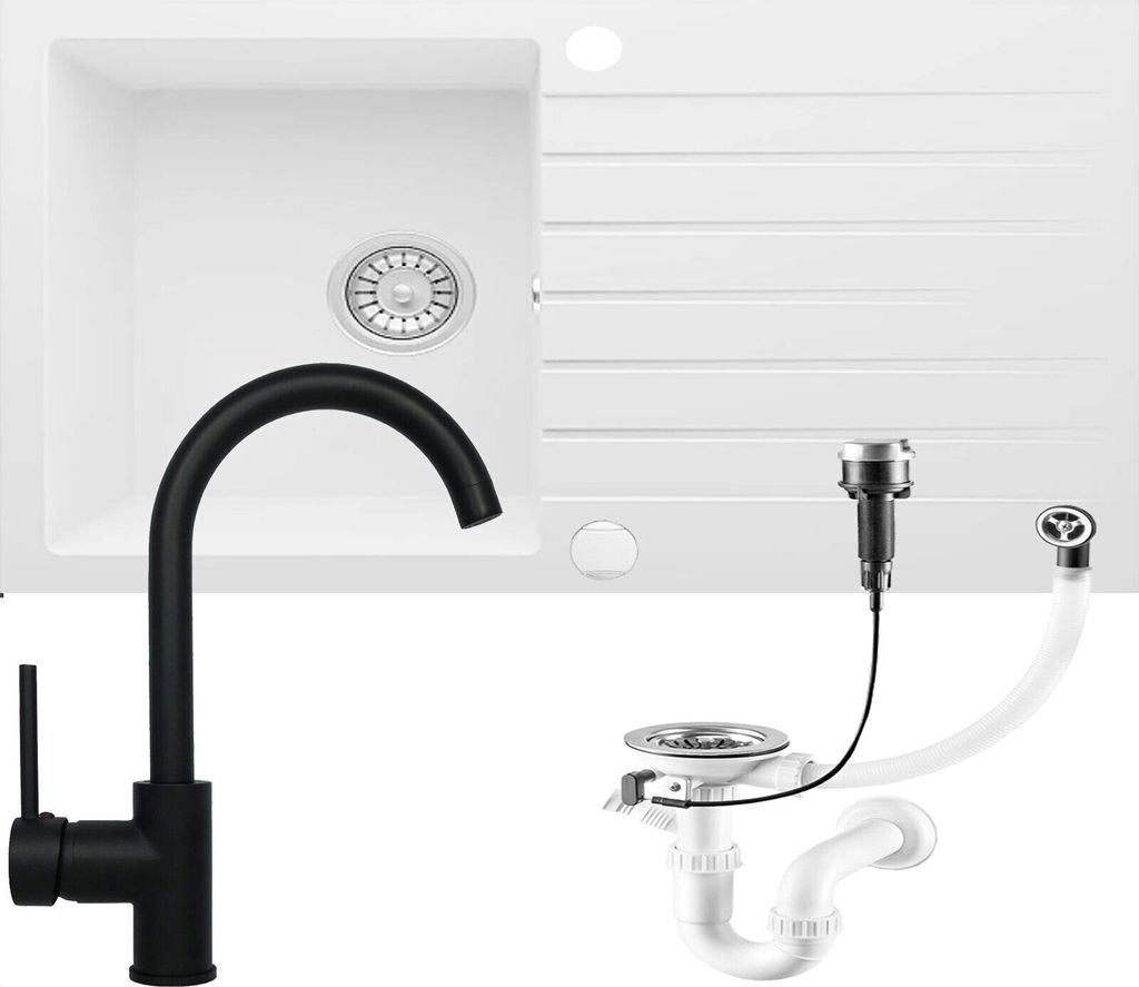 Granitspüle Küchenspüle Armatur Granit Siphon Einbauspüle Produktbild 