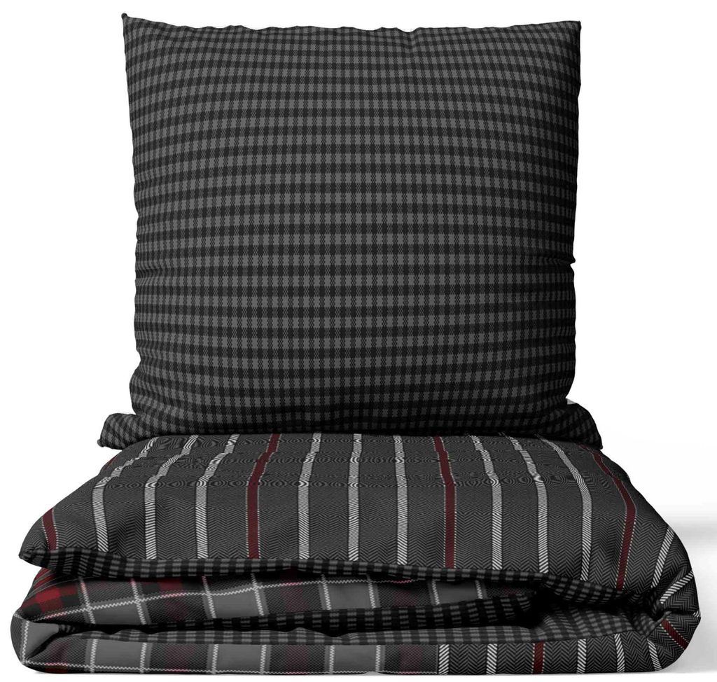 Renforce Bettwäsche Set 200x200 cm 100% Baumwolle Anthrazit Produktbild 