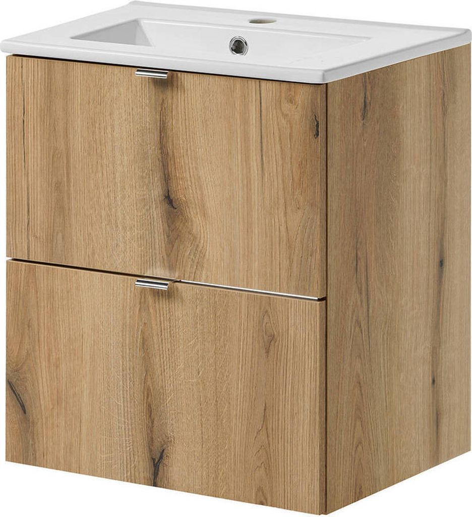 Waschtisch mit Unterschrank und Waschbecken 'Skelbolu' 51 x 57 x 39 cm Eicheoptik