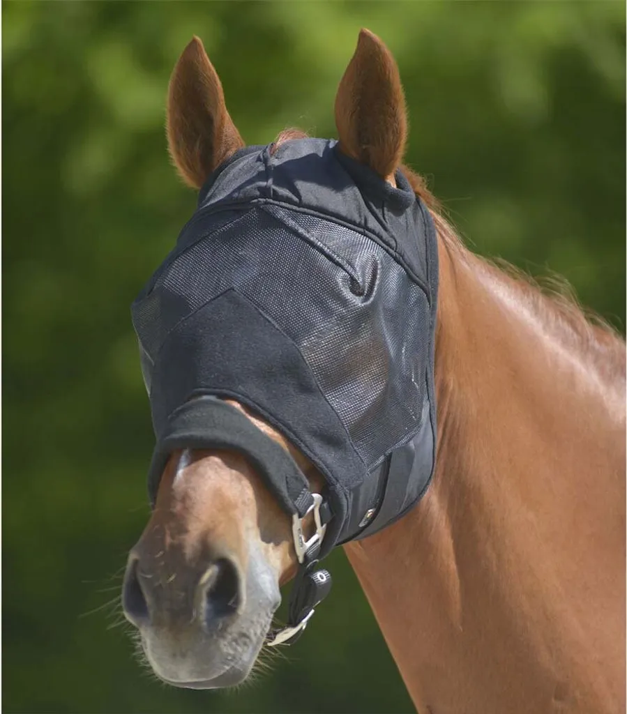 Maschera Antimosche Cavallo Waldhausen Premium - Senza Orecchie Nero