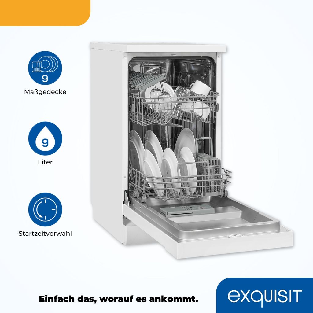Exquisit Geschirrspüler, 9 Maßgedecke, Spülmaschine 45 cm, Produktbild 3