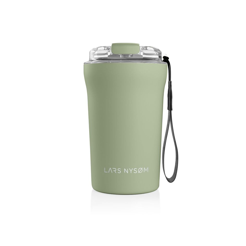LARS NYSØM Thermo Kaffeebecher-to-go mit Trageschlaufe & Tritan Deckel | BPA-freier Travel Mug 0,38 Liter mit Isolierung (Sage, 380ml)