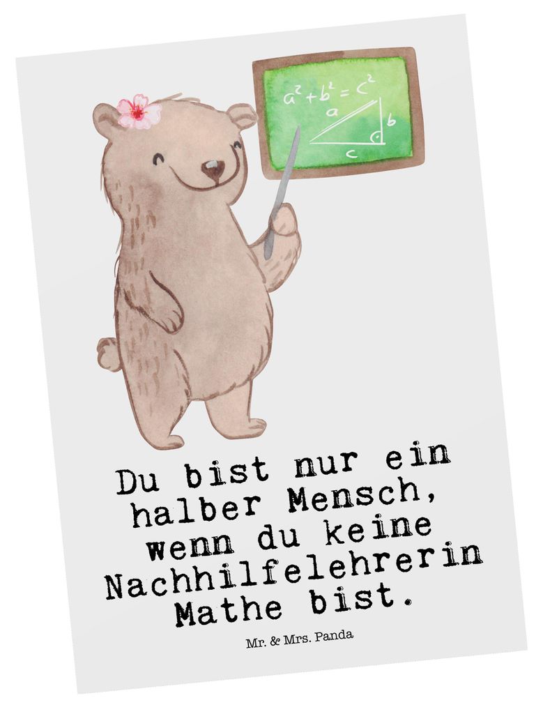 Mr. & Mrs. Panda Postkarte Nachhilfelehrerin Mathe Herz - Produktbild 