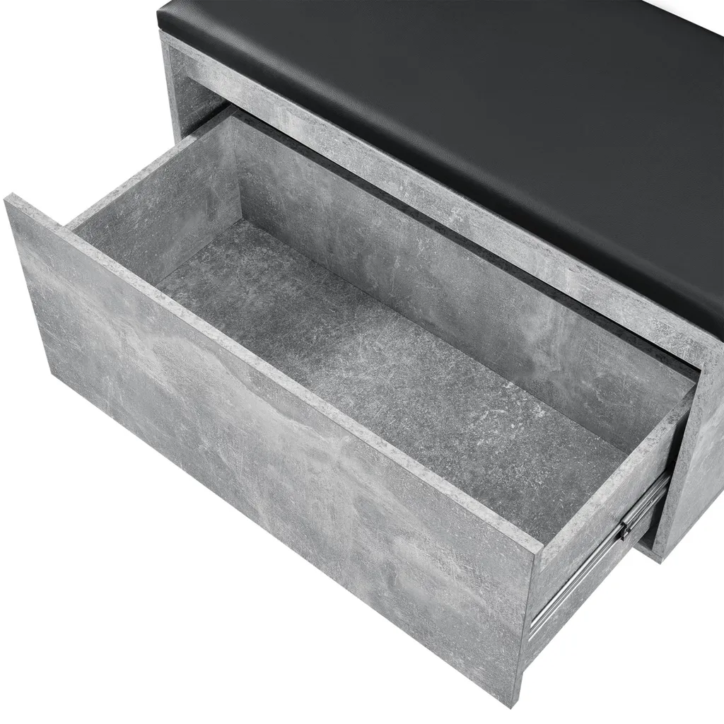 Panca Scarpiera Dublin Cemento e Nero 80x39x45 cm | In And OutdoorMatch - 5