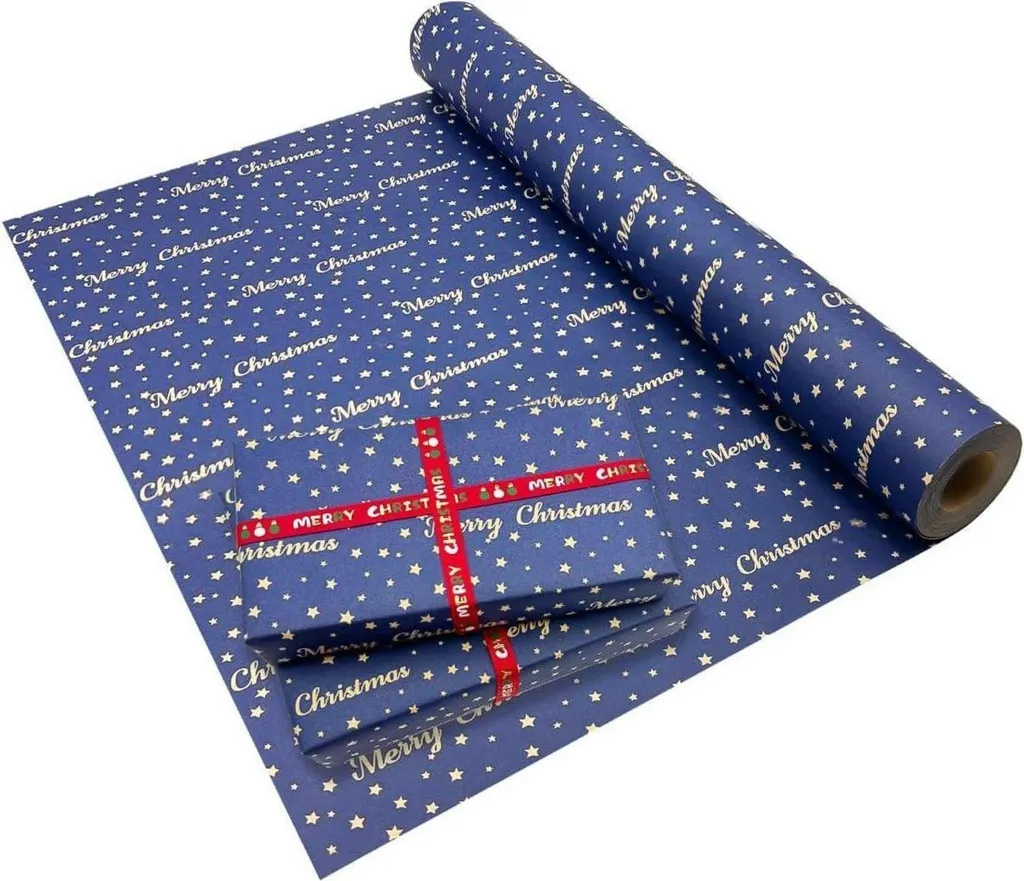 Papier emballage Noël à motifs étoiles 15m x 43cm haute résistance