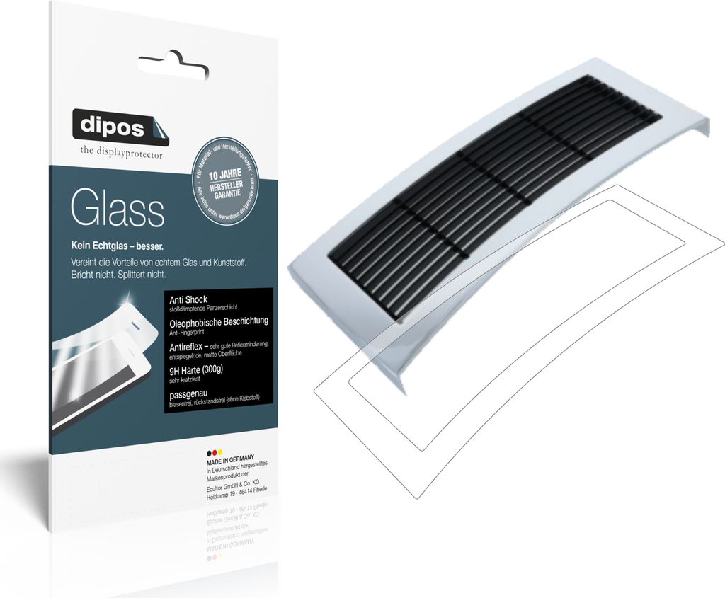 2x Schutzfolie für Jura X8 Tropfblech matt - Anti-Shock 9H Folie dipos Glass Kunststoffglas