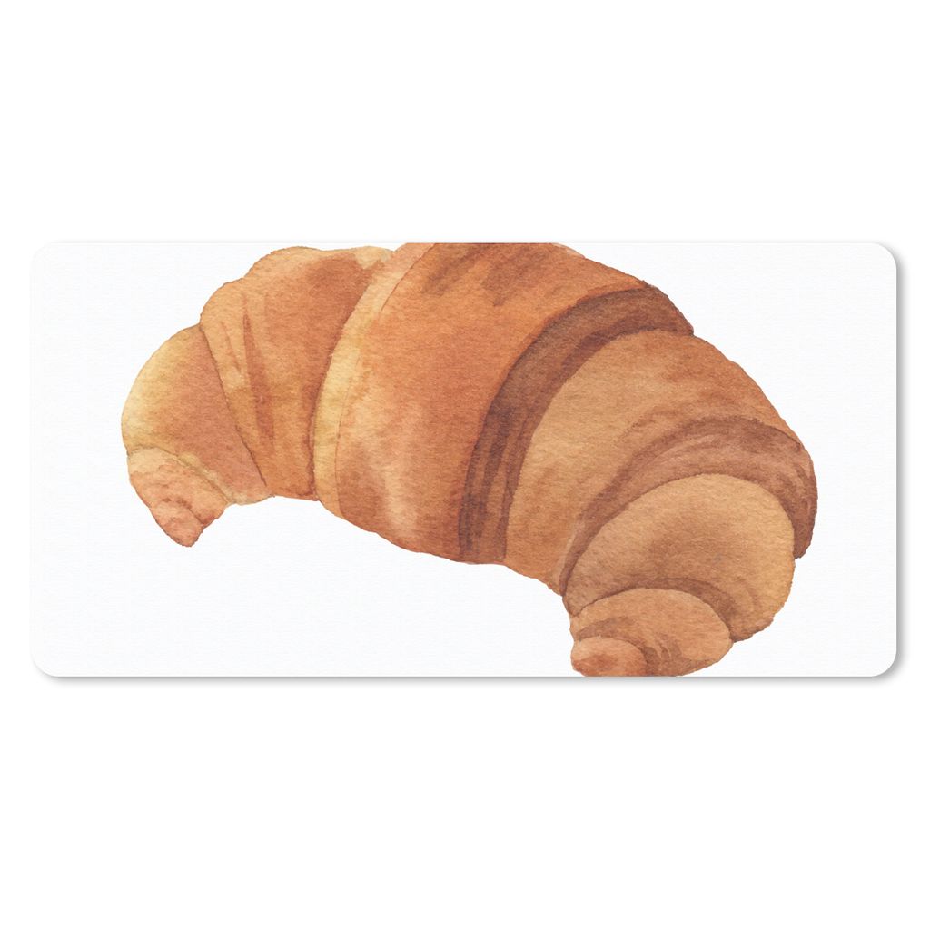 MuchoWow Schreibtischunterlage Aquarell - Croissant - Lebensmittel 80x40 cm - XXL Mauspad - Gaming Mauspad