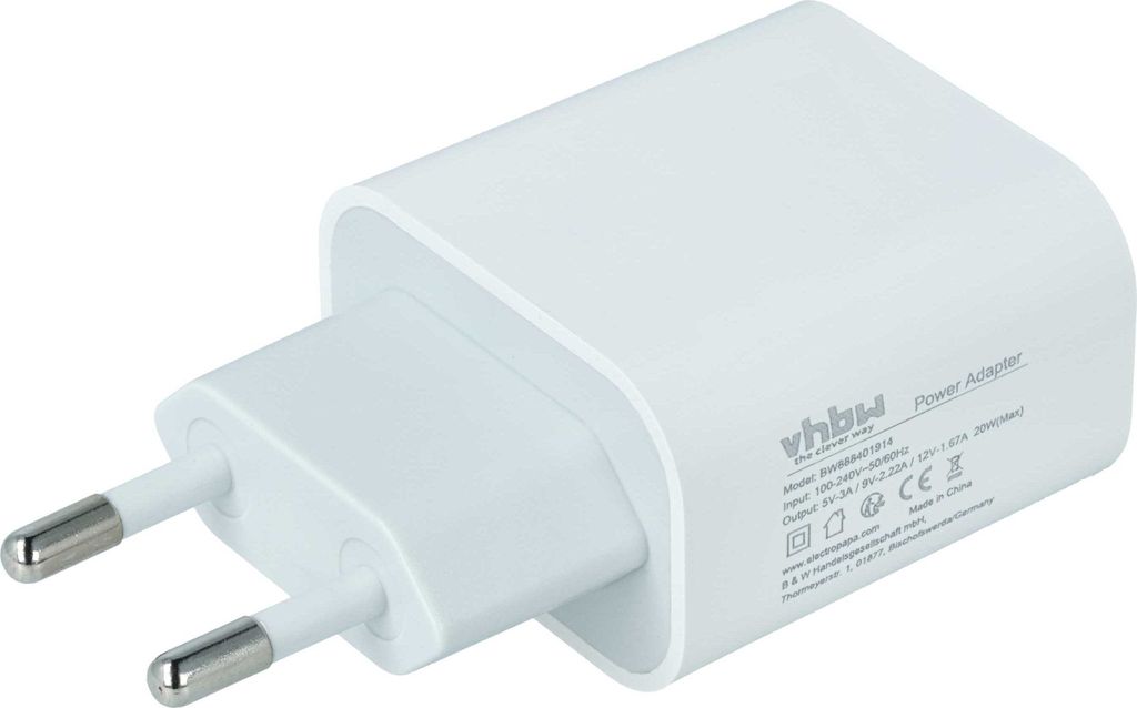 vhbw Netzteil / Ladegerät kompatibel mit Tigermedia Tigerbox Touch Elektrogeräte - USB-C Netzadapter 5 / 9 / 12V