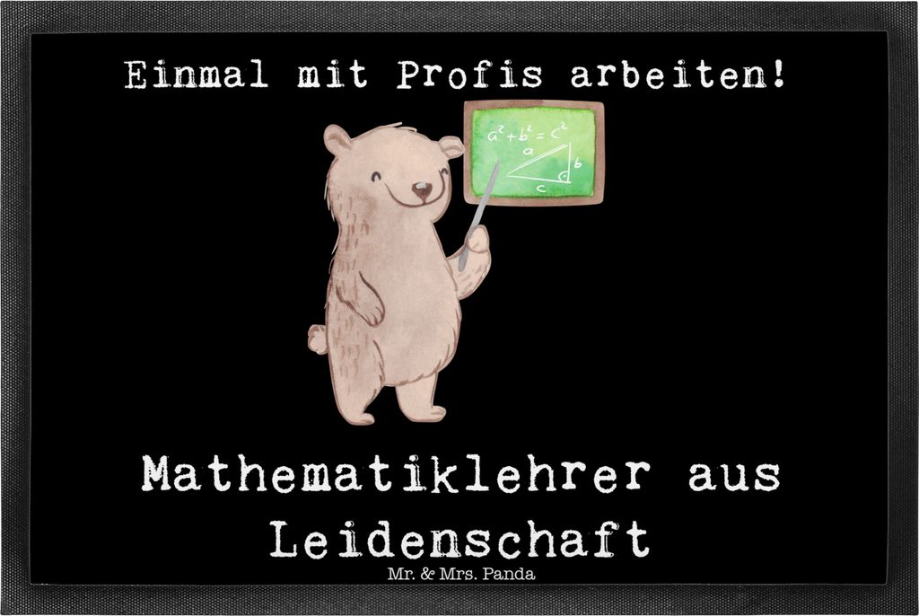 Mr. & Mrs. Panda Bodenvorleger Mathematiklehrer Leidenschaft 40 x 60 cm - Schwarz - Geschenk, Schmutzmatte, fußmatte, Lustig, Schmutzfangmatte, Sp...