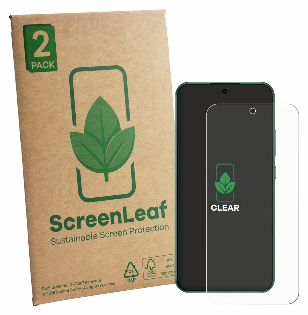 2x ScreenLeaf Schutzfolie für Oppo F33 nachhaltiger Displayschutz Display Schutz Folie Klar Transparent