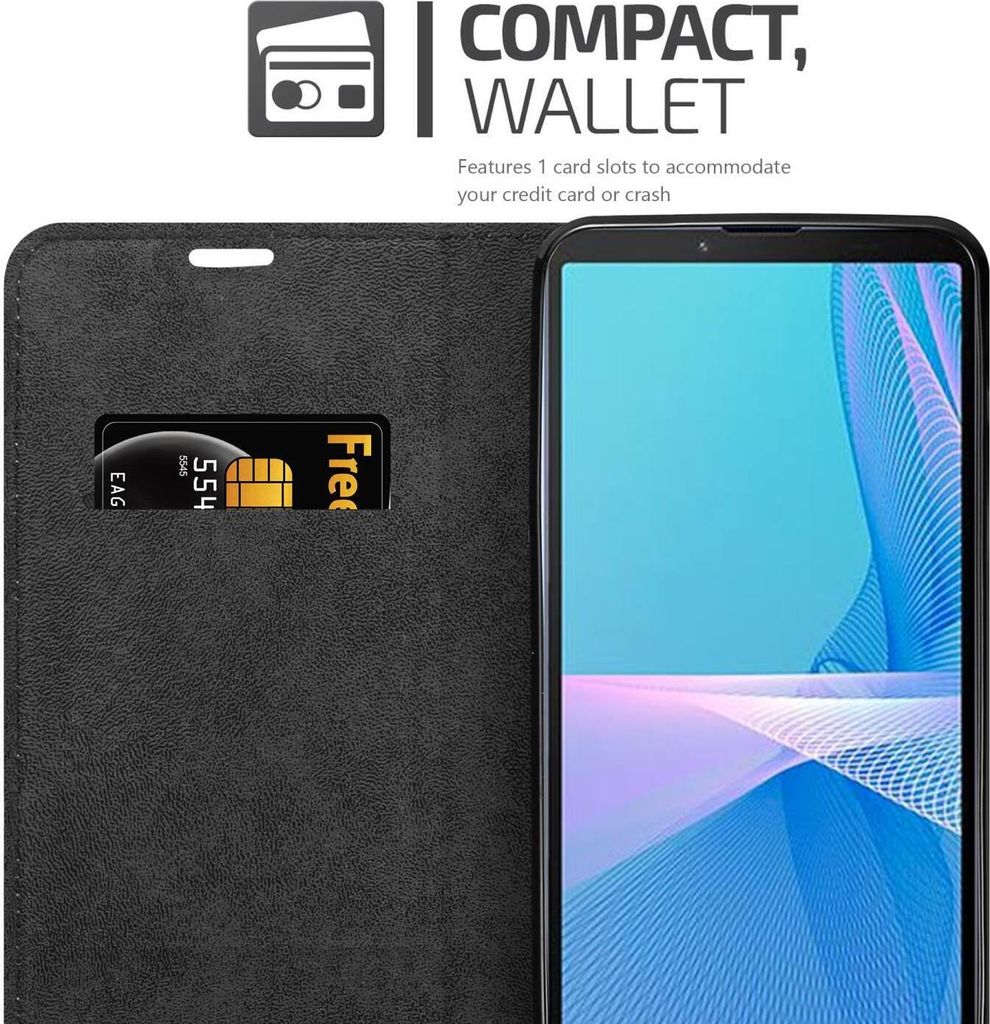 Cadorabo Cover Flip Sony Xperia X Compact: Custodia In Pelle Magnetica Nero Notte, Portafoglio - 3