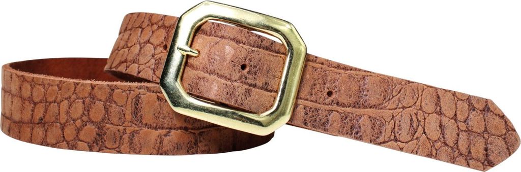 FRONHOFER Herrengürtel 4 cm mit Messing Schnalle, Büffelleder, Cayman Prägung