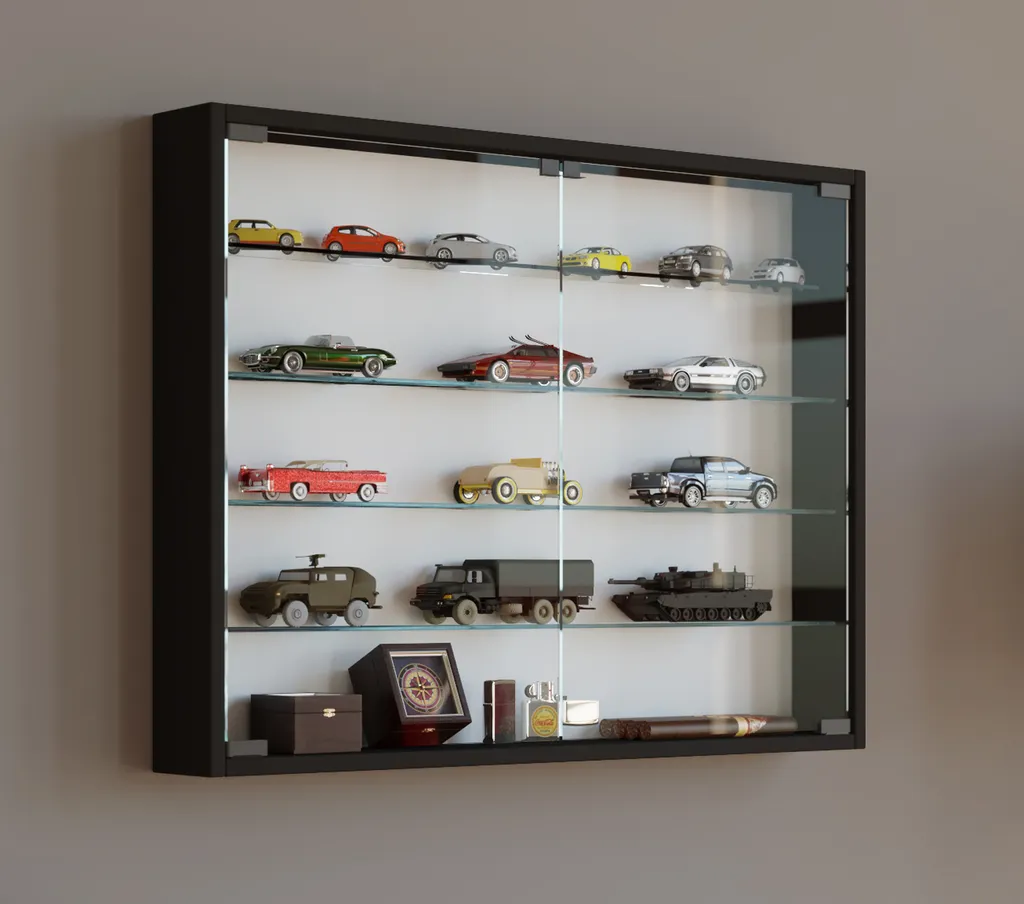 Vitrine Murale Anti-Poussière Mandosa L Noire pour Protéger vos Objets