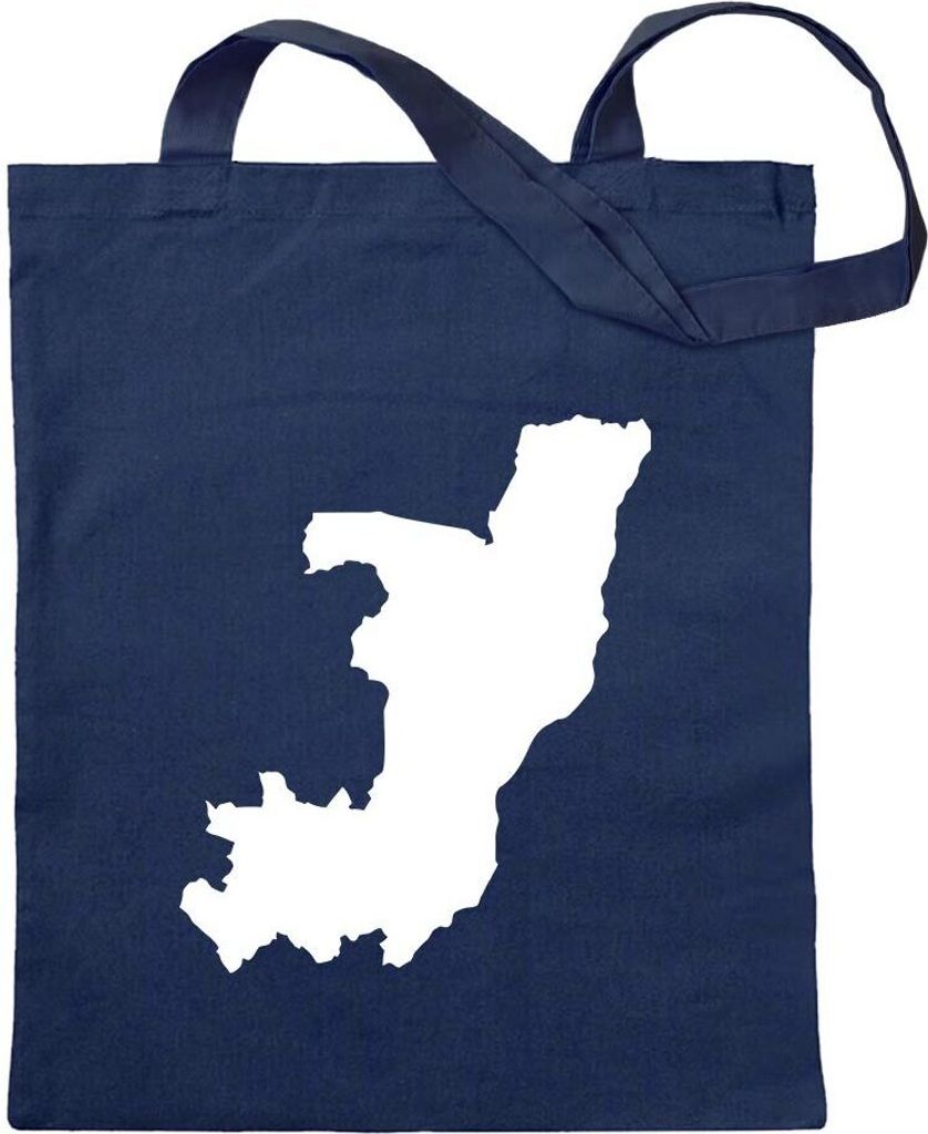 Kiwistar - Baumwolltasche - dunkelblau - Kongo, Republik Umriss Kontur - Tragetasche Stoffbeutel Umhängetasche langer Henkel