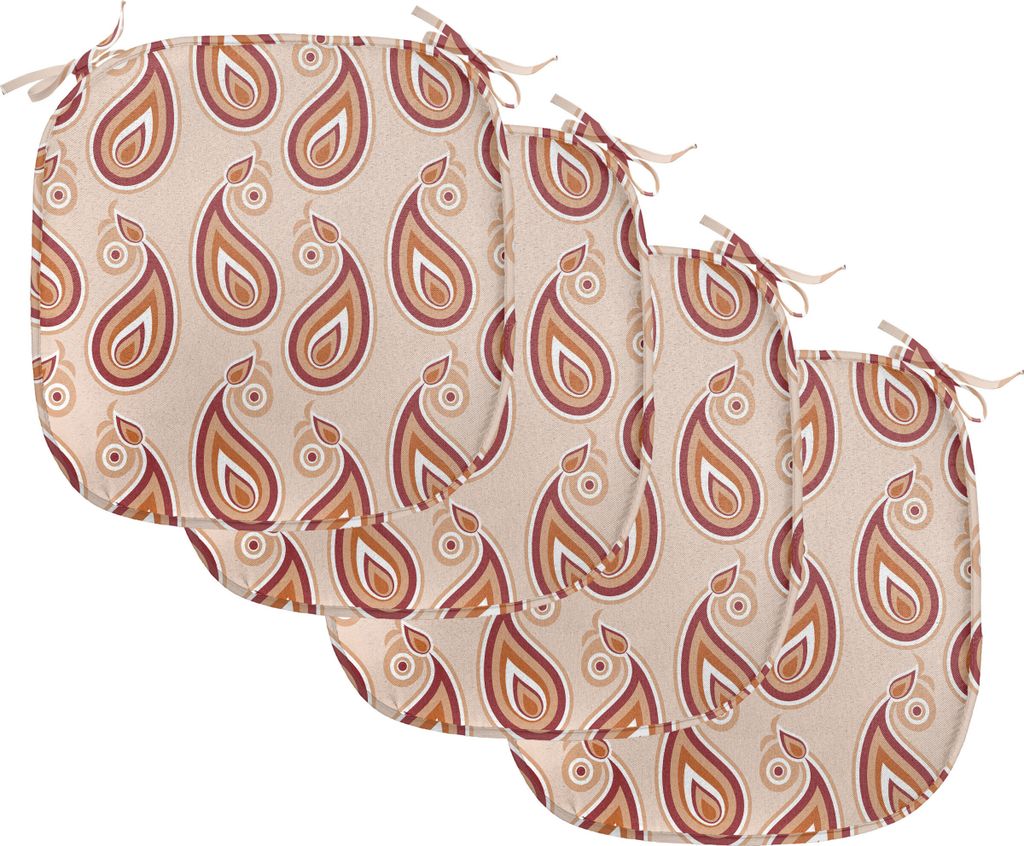 ABAKUHAUS Paisley Polster für Esszimmerstühle, Persisch-Art-Muster, Dekoratives wasserfestes Kissen mit Riemen für Küchensitze, 40 cm x 40 cm-4...