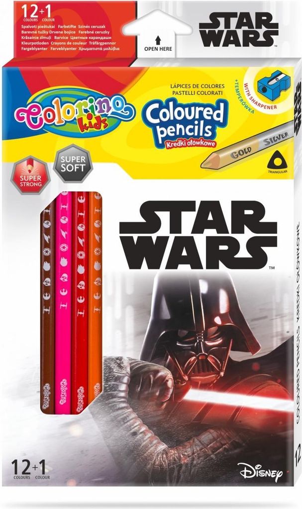 Star Wars Colorino dreieckige Bleistifte 13 Farben Anspitzer