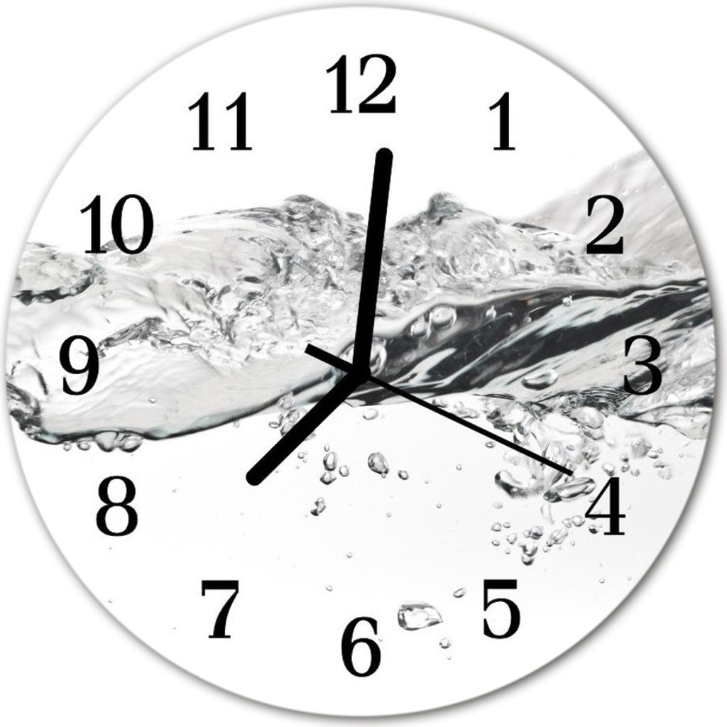Glasuhr Wanduhr Küchenuhr Echt-Glas 30fi cm Wasser grau