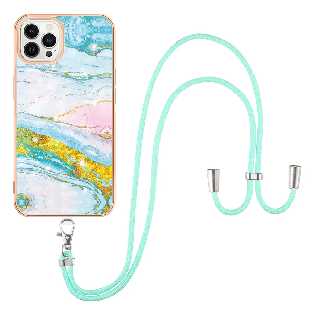 Custodia iPhone 13 Pro Max con Cinturino Oro | Bumper TPU Morbido Luxury