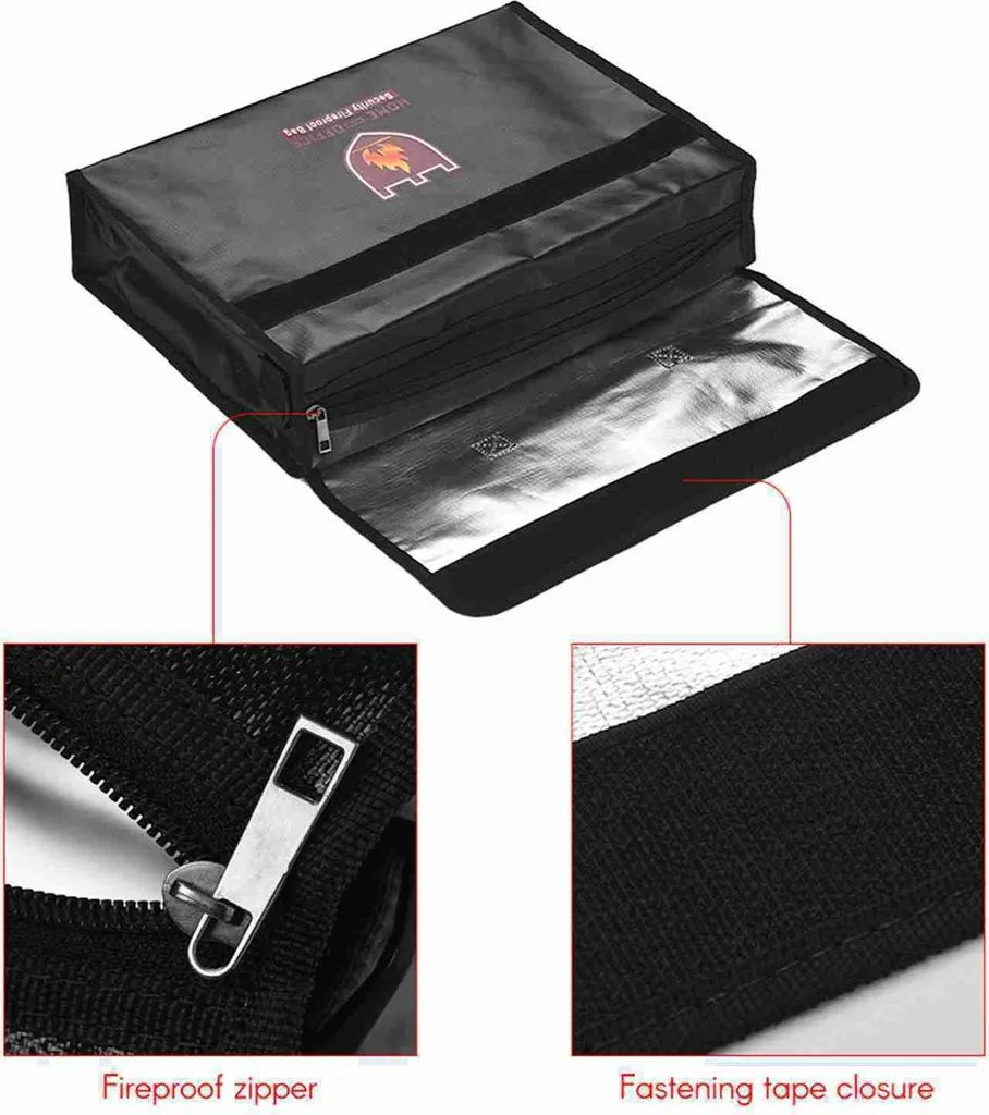 Pochette porte-documents ignifuge et imperméable pour coffre-fort noir