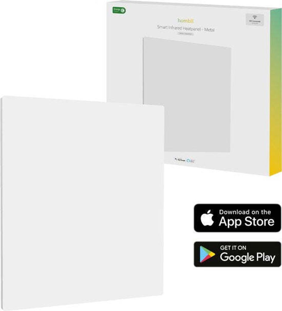 Hombli Smart Infrarot-Flächenheizkörper – 350 Watt – Smart App – Integrierter Thermostat – 10 m – freistehend/an der Wand montiert – ...