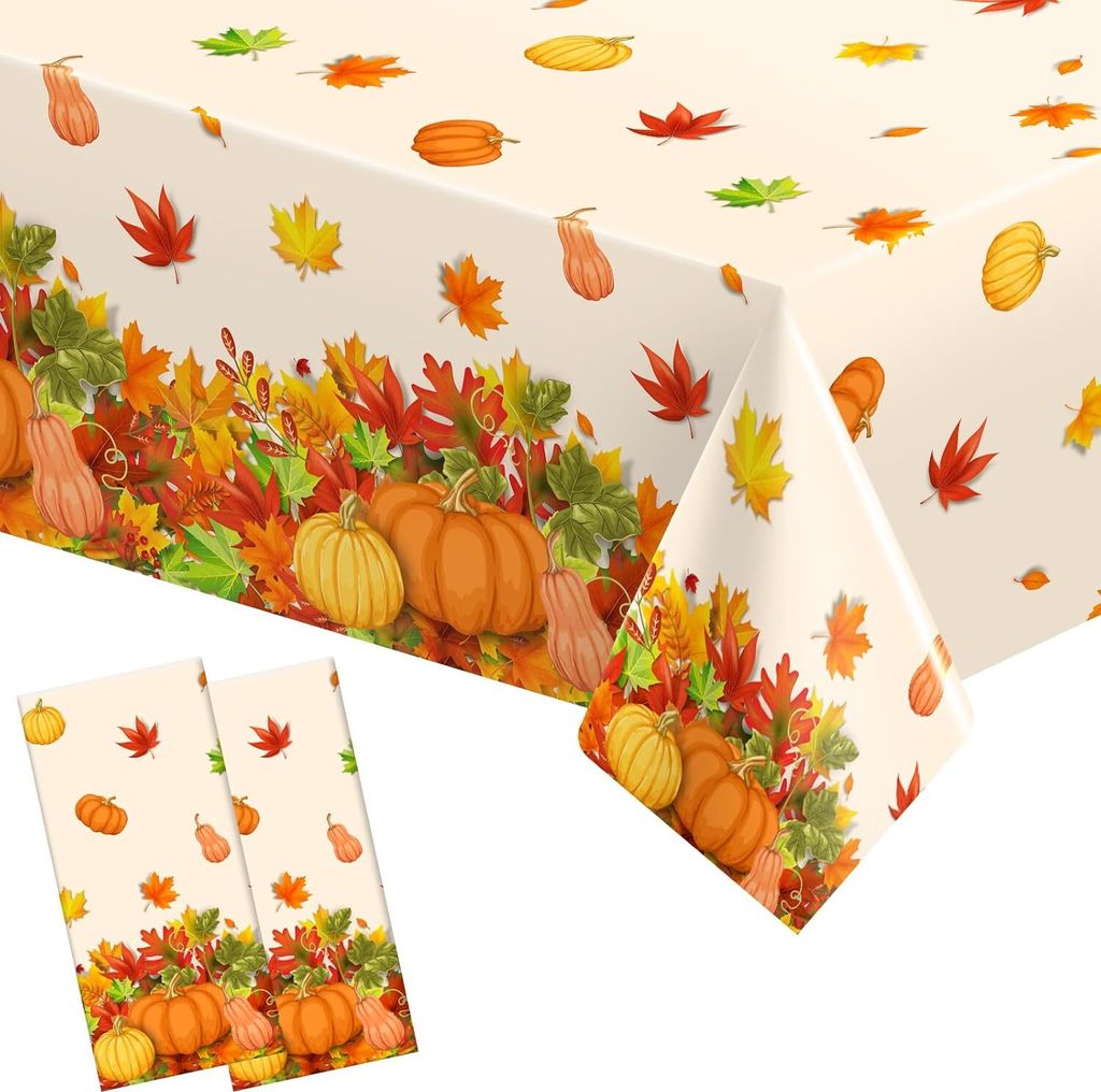 Partyzubehör für Herbst und Thanksgiving, Einweg-Tischdecke, Plastik-Tischdecke für Herbst-Party-Dekorationen und Thanksgiving-Party-Dekoratione...