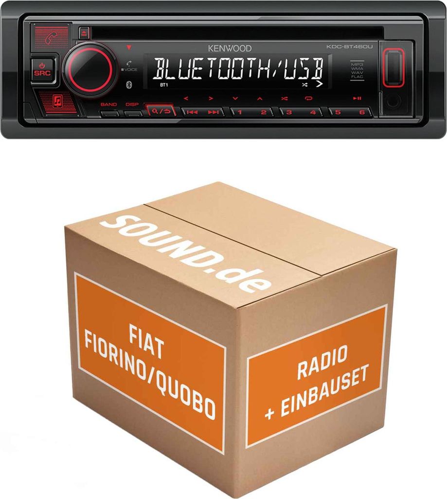 Autoradio Einbaupaket Kenwood KDC-BT460U passend für Fiat Fiorino Typ 225 | Bluetooth USB