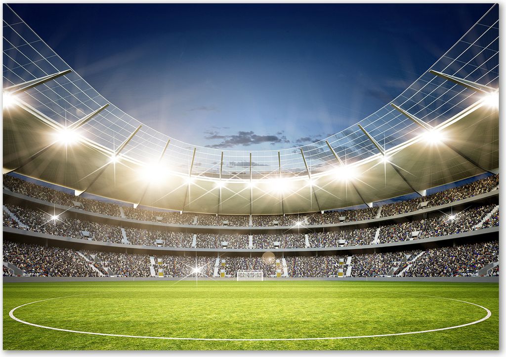 Tulup Glas-Bild - 100 x 70 - Wandbild aus Glas - Wandkunst - Wandbild hinter gehärtetem Sicherheitsglas - Sport - Stadion - Grün