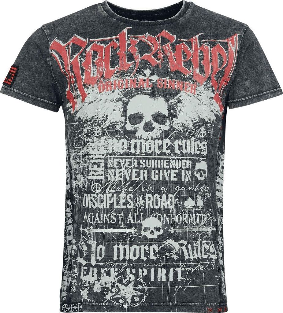 Rock Rebel by EMP Herren graues T-Shirt mit Acid-Wash M
