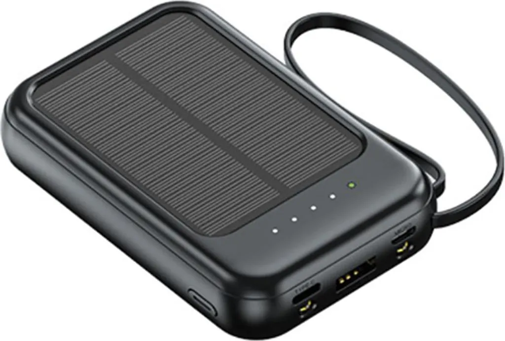 Powerbank 5000mAh avec Lampe LED et Câbles Intégrés - Avizar Sirius Noir