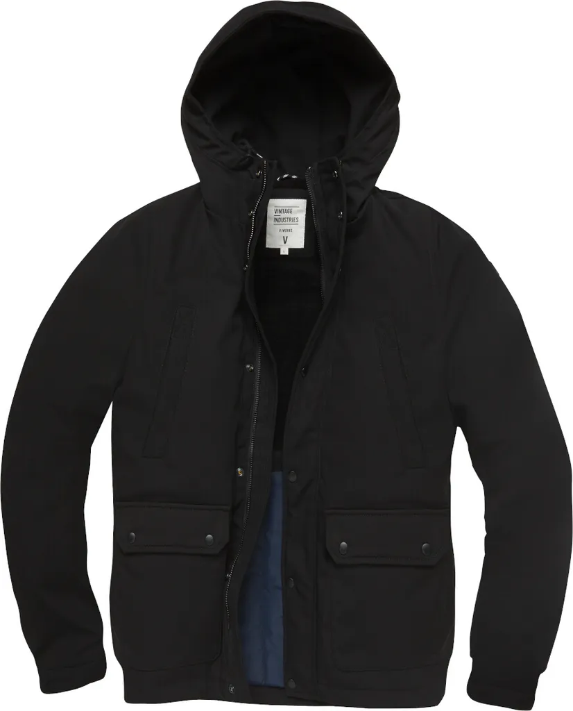 Parka Vintage Industries Ledger Nero Taglia S - Autentico Stile Militare