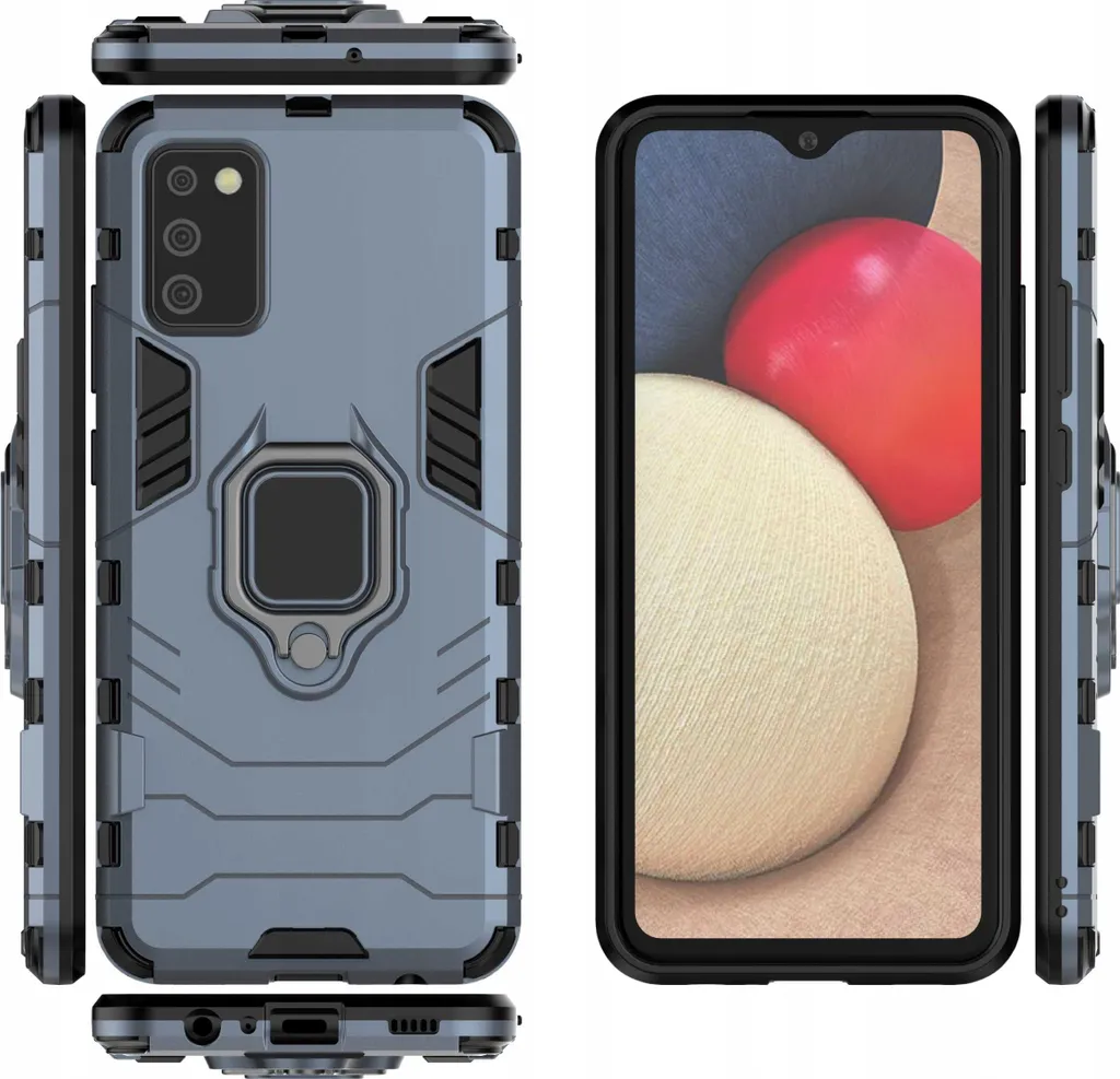 Coque SPACECASE X-ring Galaxy A02s Bleu avec Support Bague Intégré - 4