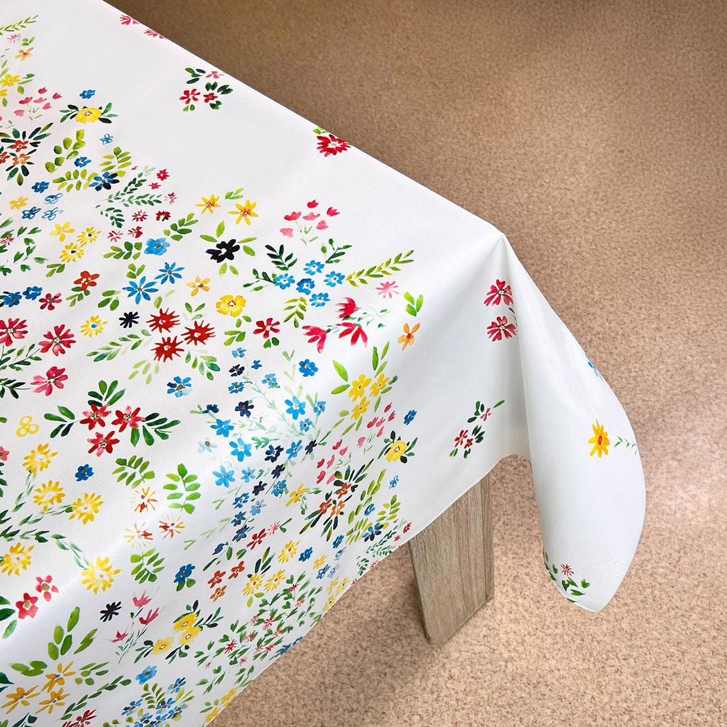 Wachstuchtischdecke 140x220 cm - Blumenwiese - Wachstischdecke mit wasserabweisender und lebensmittelecht PVC-Beschichtung - Outdoor-Tischdecken f...
