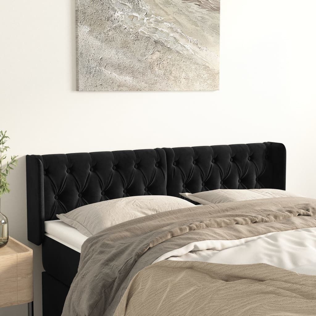 Maison Exclusive - Kopfteil mit Ohren Schwarz 147x16x78/88 cm Samt