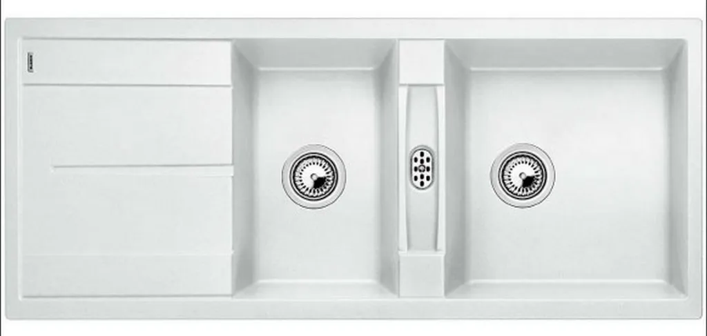 Évier à encastrer 80cm Blanco Metra 8S Blanc 513260 avec Siphon Complet