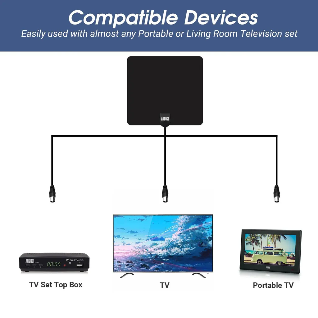 Antenne DVB-T2 d'intérieur portable August DTA450 avec socle de maintien - 6