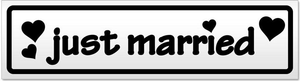 Kiwistar - Autoaufkleber - Schwarz - 60 x 16 cm - Just Married - Hinweis Aufkleber Sticker für Auto, Kfz, Fahrrad, PKW, LKW