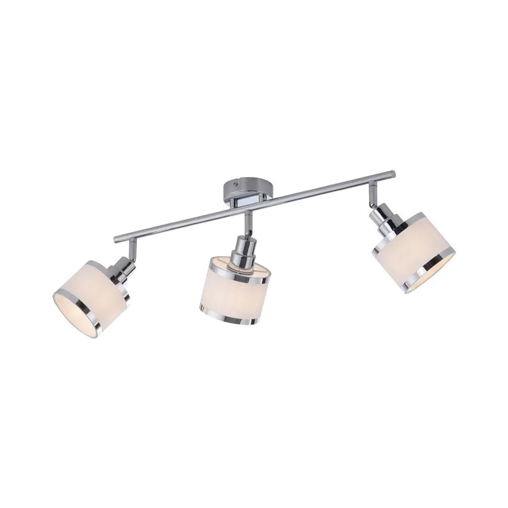 Plafonnier large 69 cm chrome et tissu pour un éclairage sans éblouir