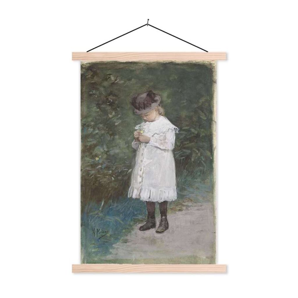 MuchoWow Textilposter Elisabeth Mauve - Gemälde von Anton Mauve 120x180 cm mit holzfarbenen Rahmen - Textil-Plakat