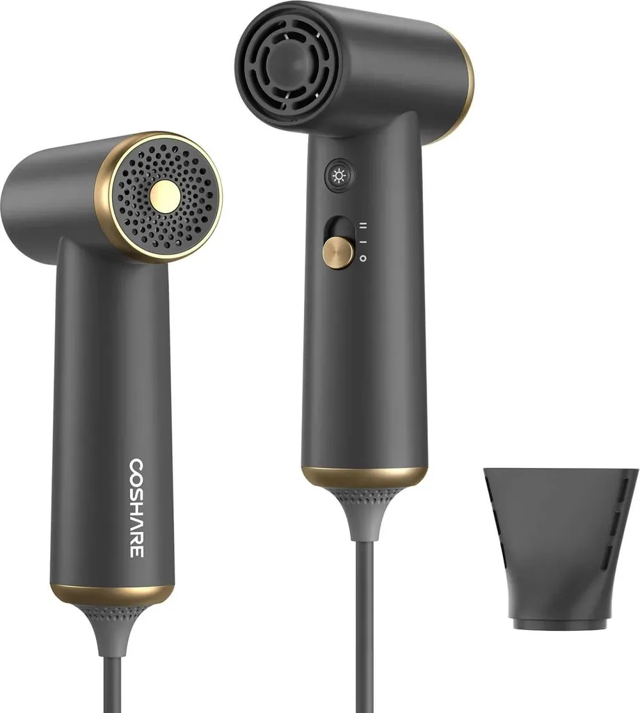 HP10 Asciugacapelli Mini 500W: Il Phon da Viaggio Compatto Grigio