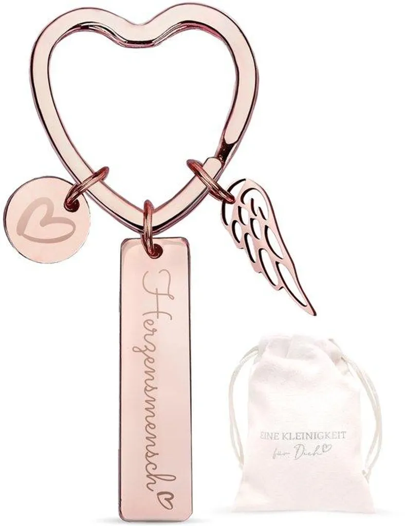 Accessoire porte-clés porte-bonheur rose avec pochon de rangement chic