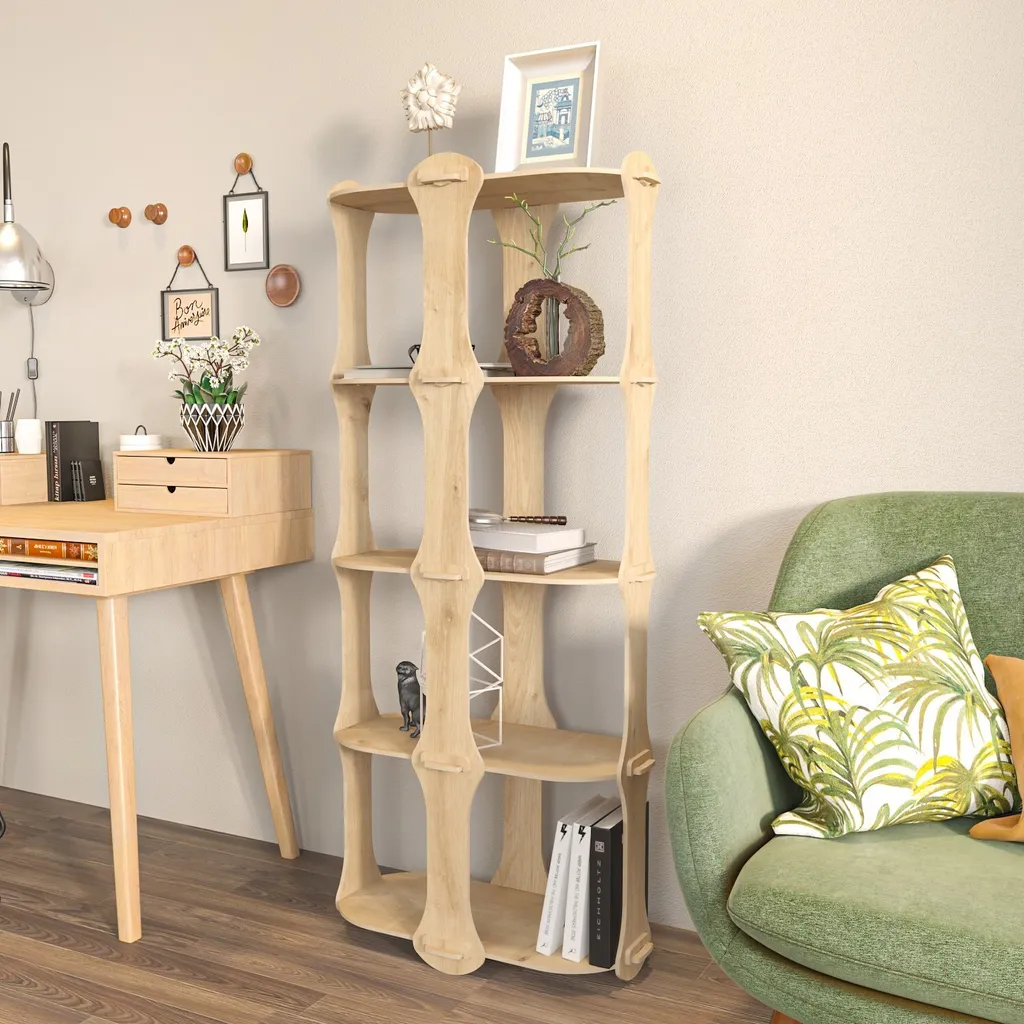 Bibliothèque Colonne en Chêne Ayzi - Meuble de Rangement Vertical Slim