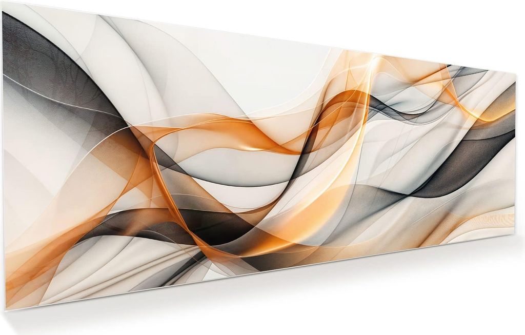 Glasbild 100x40cm in XXL für Wohnzimmer, Schlafzimmer Motiv Schwebende Wellen