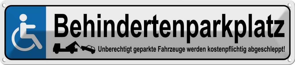 vianmo Blechschild 10x46 cm Behindertenparkplatz Parkplatzschild