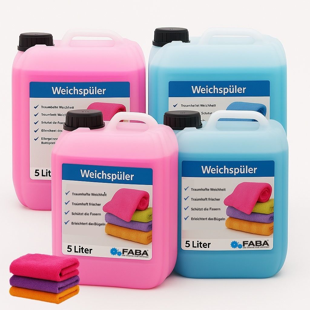 Weichspüler 2 x rosa, 2 x blau inkl. Auslaufhilfe 4 x 5 L Produktbild 