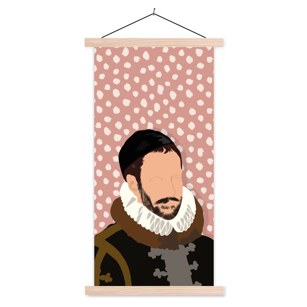 MuchoWow Textilposter Pastell - Wilhelm von Oranien - Tupfen - Alte Meister 40x80 cm mit holzfarbenen Rahmen - Wohnzimmer