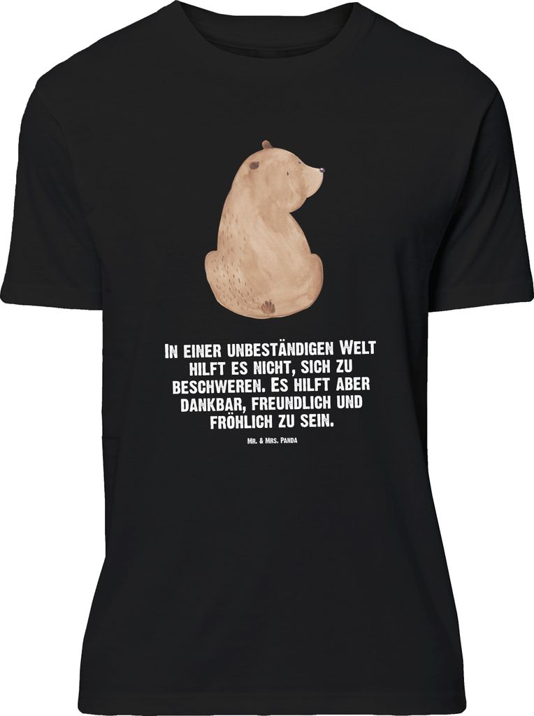 Mr. & Mrs. Panda Größe M T-Shirt Bär Schulterblick - Schwarz - Geschenk, Selbstachtung, Bärenliebe, Bären, Weisheit, Motivation, mit Spruch, H...