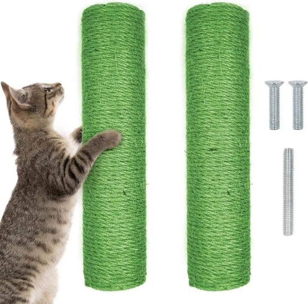 Lot de 2 jouets à griffer pour chat en jute tressée, coloris vert